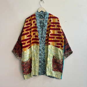 Indian Vintage Women Crepe Silk <b>Kimono</b> Robe Short Lounge Wear <b>Beach</b> Cover Up Gift For Her - Product Image 1