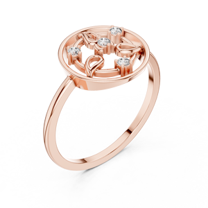 Anillo Minimalista en Forma de Flor de Oro Amarillo Sólido de 10k, 14k, 18k con Diamantes Cultivados en Laboratorio de Corte Redondo, Anillo de Boda Clásico, Regalo para Ella - Product Image 5