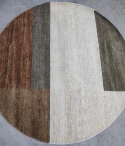 Luxury Handmade <b>Round</b> Hand Knotted Wool & Silk Area Rug Modern Geometric Designer <b>Carpet</b> for Living Room - Product Image 1