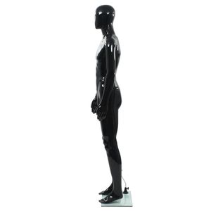 Maniquí Masculino Negro Brillante con Base de Vidrio, Cuerpo Completo de 72.8 Pulgadas - Product Image 3