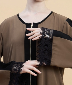 Wholesale Beautiful Dubai Women Abaya Traditional Islamic Muslim Clothing & <b>Accessories</b> <b>Floor</b> Length Front Open Long Sleeves - Product Image 4