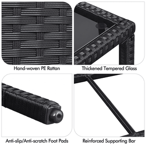 Tavolino da caffè da esterno in vimini con ripiano portaoggetti, colore nero - Product Image 2