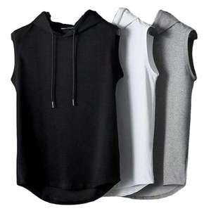 Camiseta sin Mangas para Hombre, Color Sólido, Tejido de Poliéster, Informal, Transpirable, Ecológica, Frontal Negro, Blanco, Gris - Product Image 1