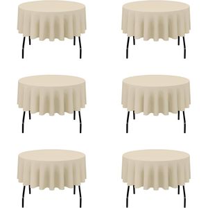 Set da 6 Tovaglie Beige da 70 Pollici per Tavoli da 30-54 Pollici, con Pendenza di 8-20 Pollici, Lavabili, in Tessuto Misto Lino e Poliestere, per Tavoli Rotondi - Product Image 1