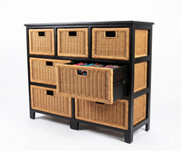 Commode moderne en rotin avec tiroirs, meuble de rangement en bois pour salon et chambre, commode en osier, meuble d'organisation, buffet