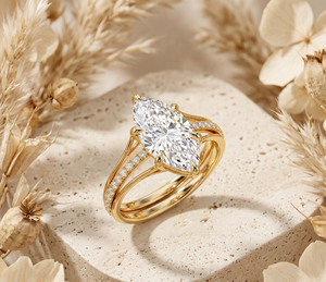 แหวนหมั้นเพชรทรงมาร์คีส์ 2.50 กะรัต ทองคำขาว 14K หรูหรา ดีไซน์แหวนแยกส่วนประดับเพชรแบบพาเว่ ขายส่ง - Product Image 2