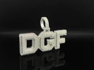 Colgante Personalizado Ice Legacy Iced CZ Chrome Knight con Letra DGF, de Aleación Plateada, con Micro Pavé de Cristal y Diamantes de Imitación, Estilo Hiphop - Product Image 2