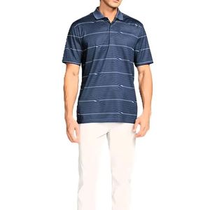 Chemises polo pour hommes à rayures, manches courtes, coupe classique, motif bleu et blanc, matière de haute qualité, en vente - Product Image 6