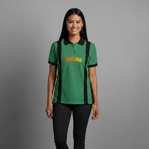 <b>Top</b> Trending Women's Green <b>Black</b> Color Blocking for Shirt Short Sleeve Quick Dry Breathable Knitted 100% Cotton Casual Logo - Product Image 1