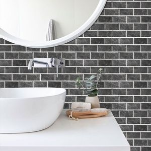 Dosseret auto-adhésif en PVC gris foncé de 12 pièces pour cuisine/salle de bain/buanderie facile à installer Carreau de marbre en pierre - Product Image 3