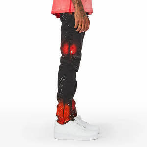 กางเกงยีนส์แฟชั่นสตรีทแวร์ผู้ชาย ผ้าฝ้ายน้ำหนักเบา ทรงเข้ารูป สีพื้น ใส่ได้ทั้งฤดูหนาวและฤดูร้อน - Product Image 3