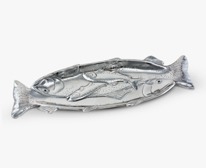 Plateau à poisson en métal argenté poli créatif, plateau de service artisanal moderne en métal pour mariage, Diwali, Ramadan, décoration de la maison - Product Image 1