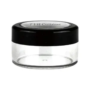 ABS Black Round Cap Deckel PMMA Top Fenster 20ml SAN PET Loose Powder Jar Pot mit PE Sifter (ZINH20T-1)