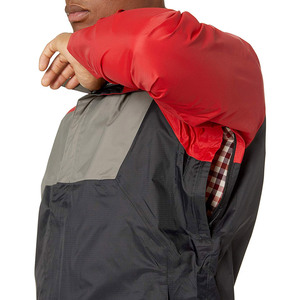 Unisex <b>Red</b> Gray Black Color Blocked Hooded Windbreaker <b>Jacket</b> Zip Fly Pockets Oversized Fit Outdoor Hiking Windbreaker <b>Jacket</b> - Product Image 3