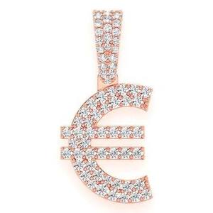 Pendentif personnalisé en or massif 10 carats avec symbole de l'euro et diamant naturel véritable, collier hip-hop personnalisable pour homme et femme, idée cadeau pour lui. - Product Image 1
