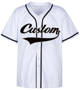 Impression par sublimation, vêtements de sport à col en V, maillots de baseball blancs, chemises personnalisées avec nom d'équipe, logo, numéro - Product Image 4