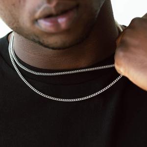 Collier chaîne Figaro en argent sterling 925 plaqué rhodium pour homme, style hip-hop, minimaliste, à porter au quotidien, cadeau de mariage - Product Image 6