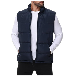 winter puffer <b>jacket</b> 100% Polyester Men Puffer vest With Customized Logo Printing Light weight Sleeveless Winter Warm Vest - Product Image 1