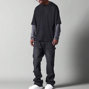 T-shirt pour homme de haute qualité à double couche et manches longues |   Coton doux et respirant |   Style streetwear décontracté |   Marque privée disponible - Product Image 4