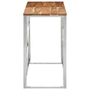 Silver <b>Stainless</b> <b>Steel</b> and Solid Acacia Wood Console <b>Table</b> Standard Size - Product Image 3