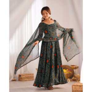 Hermoso vestido y pantalón de talla XS de Anarkali con Dupatta para ropa de fiesta - Product Image 4