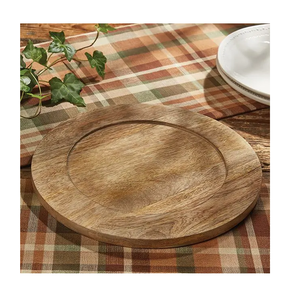 Assiette de présentation en bois, finition antique, design élégant, pour la maison, l'hôtel, le restaurant. - Product Image 4