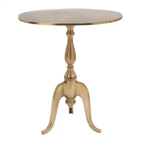 Traditional Golden Finish <b>Round</b> Coffee <b>Table</b> with Three-Leg Base for Living Room Decorative Furniture Center <b>Table</b> - Product Image 1