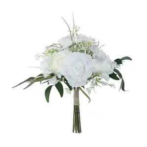 Feuilles vertes lierre fleurs de mariée paillettes rose bouquet plante artificielle