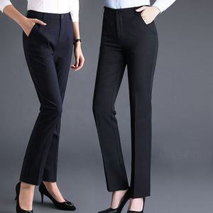 Pantalones de Vestir de Cintura Alta para Mujer, Diseño de Crepé, Pantalones Casuales para Mujer, OEM ODM - Product Image 1
