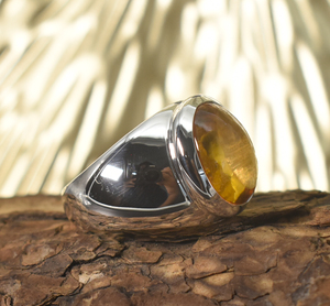 Citrine Oval Cabochon <b>Ring</b> Citrine Bezel <b>Mens</b> <b>Ring</b> November <b>Stone</b> Classic Anniversary <b>Ring</b> Vintage Citrine Wedding Ceremony - Product Image 2