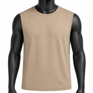 Débardeur violet sans manches pour homme avec imprimé palmier, col rond, décontracté, respirant, en coton tricoté, pour l'entraînement - Product Image 5