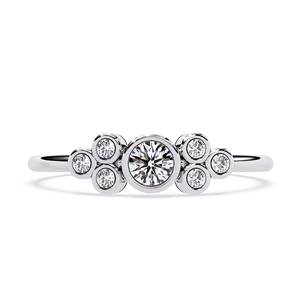 Anillo de compromiso y boda de lujo para mujer, de oro sólido de 18 quilates, con diamantes naturales auténticos de corte redondo, diseño minimalista y claridad VVS. - Product Image 2