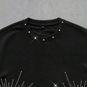 Custom <b>Men's</b> Rhinestone T <b>Shirt</b> High Quality 100% Cotton Oversized Loose Fit with Short Sleeves Unisex Casual Streetwear Fashion - Product Image 3