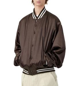 2025 Best Style Men's Baseball Satin Varsity Jacket Waterproof Chenille Patches with Black and <b>White</b> Rib Wholesale - Product Image 3
