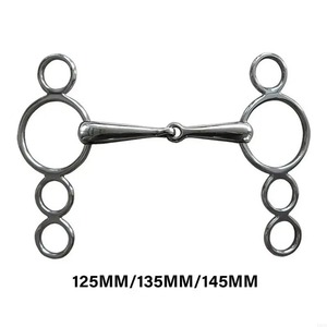 Mors à 3 anneaux en métal pour cheval, embout articulé, accessoire équestre - Product Image 1