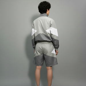 Color Block Quarter-Zip Casual Windbreaker <b>Shorts</b> Set Men Sporty Style Breathable Quick Dry Knitted <b>Polyester</b> Summer Outfit - Product Image 5