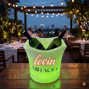 MIRAGE7 LED Ice Bucket Boat Shape <b>Plastic</b> Cooler Illuminated Beverage Tub 12L Round for Party Modern Design Custom Edition - Product Image 3