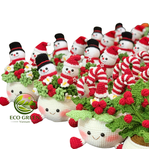 Custom Handmade Crochet <b>Christmas</b> Potted Plants Holiday Decor Snowman Santa <b>Tree</b> <b>Candy</b> <b>Cane</b> Gift Shop Home Decoration Bulk - Product Image 1