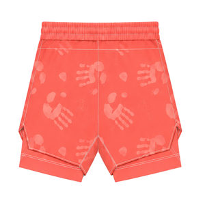 Coral Red White <b>Swim</b> Set Sleeveless Racerback Tank <b>Top</b> with Matching Shorts Lightweight Quick Dry Training Performance Swimwear - Product Image 6
