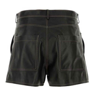 Pantalones cortos informales de cuero PU para hombre con cinturón y bolsillos para fiestas, uso diario - Product Image 2