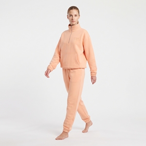 <b>Women's</b> Heavy Cotton Tracksuit <b>Half</b> <b>Zip</b> <b>Sweatshirt</b> Wide Leg Sweatpants Two Piece Casual Streetwear Set Custom Clothing - Product Image 4