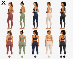 Conjunto Deportivo de 2 Piezas para Yoga de Alto Soporte para Mujer X Sports City, Cuello Redondo, Cintura Alta, Largo Completo, Sin Costuras, Diseño en Colores de Tendencia - Product Image 2