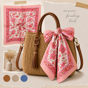 Organic Cotton Square Bandana Floral Pattern Pink <b>White</b> Casual Summer Scarf Multifunctional Lightweight <b>Wrap</b> - Product Image 2
