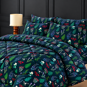 Midnight Bloom <b>Satin</b> Quilt Cover Set 3 Piece Cotton Bedding Style All Season Home Use Pigment Printed Eco Friendly - Product Image 1