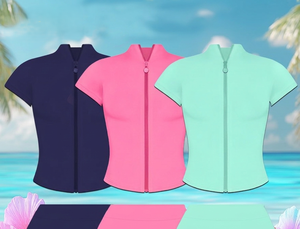 Ensemble 2 pièces short et veste pour femme, streetwear d'été personnalisé, ensemble d'entraînement, veste à manches courtes zippée, col montant, broderie logo avant - Product Image 3