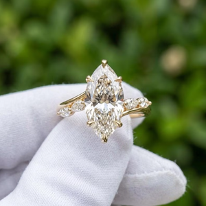 Bague en diamant de laboratoire taille marquise plaqué or pour femme, certifiée IGI, pour fiançailles, mariage et usage quotidien - Product Image 1