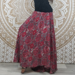 Pantalon Korba 100% soie, coupe régulière, taille élastique, taille haute, hiver, décontracté, imprimé floral rouge - Product Image 4
