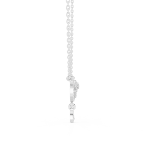 Collar con Colgante de Halo Floral en Oro Blanco de 10K con Baño de Rodio y Diamantes de Corte Brillante, Joyería Moderna para Novias y Bodas - Product Image 3