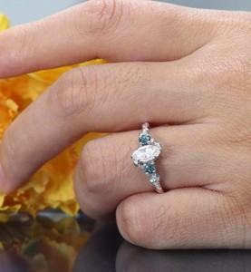 Marquise Cut Moissanite 10x5mm Prong Setting 925 Sterling <b>Silver</b> Elegant <b>Solitaire</b> Engagement <b>Ring</b> Vintage Inspired Wedding - Product Image 4