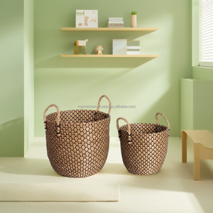 Cesta de almacenamiento de algas marinas tejidas redondas de alta calidad en color natural-Material plástico duradero de Vietnam - Product Image 6